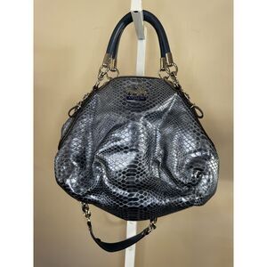 Vintage Coach 16346 Madison embossed python Sophia leather satchel blue metallic